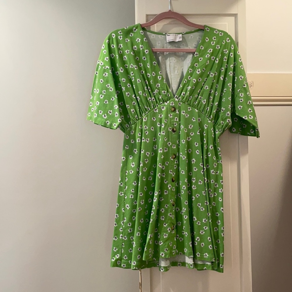 Green floral ASOS cotton mini dress